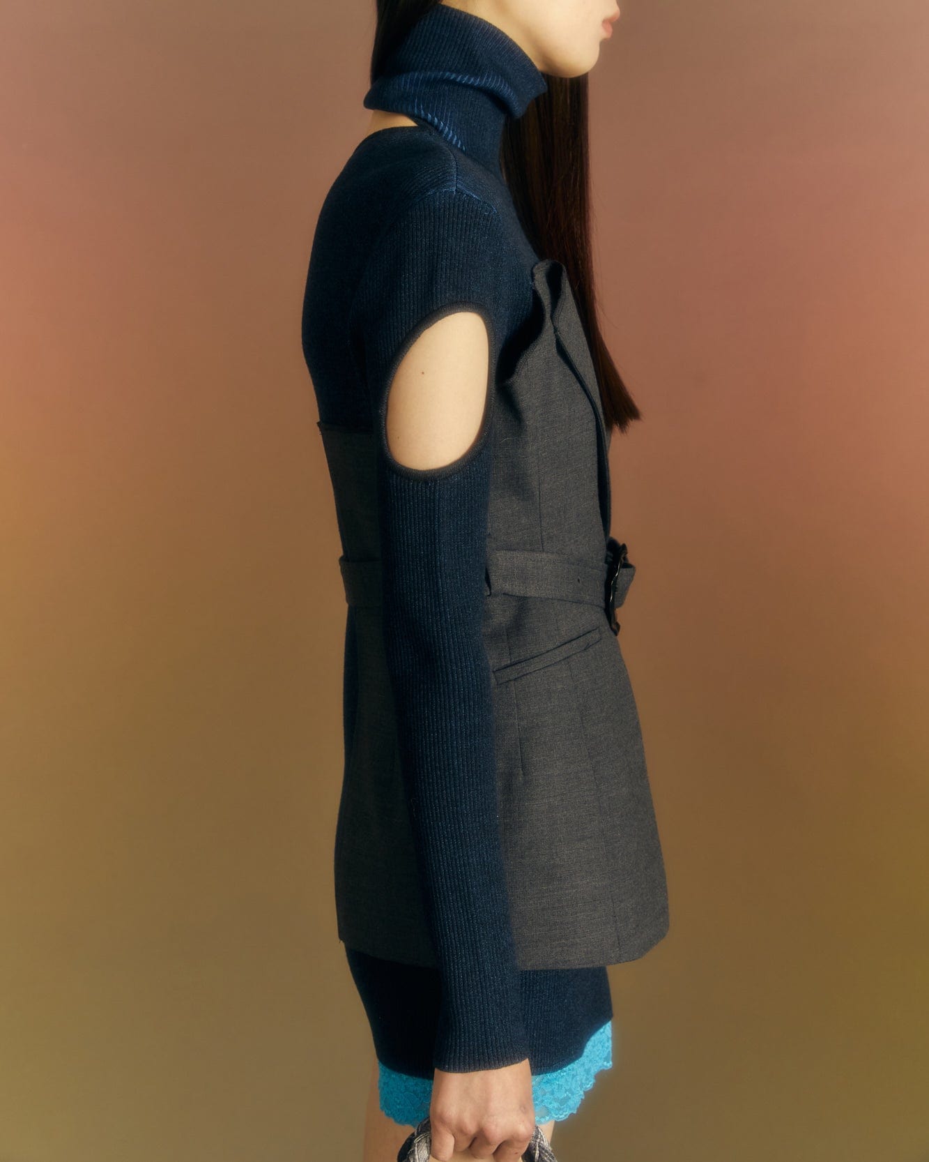 Andersson Bell (WOMEN) LERA TAILORED COMBO KNIT DRESS atb987w(CHARCOAL)