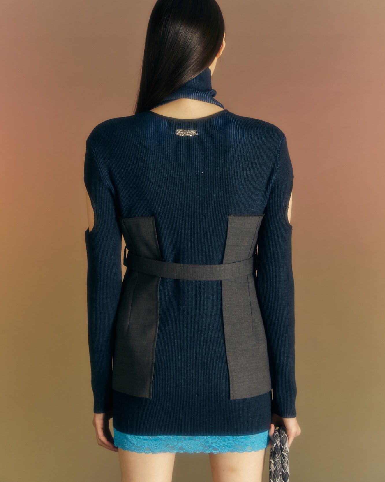 Andersson Bell (WOMEN) LERA TAILORED COMBO KNIT DRESS atb987w(CHARCOAL)