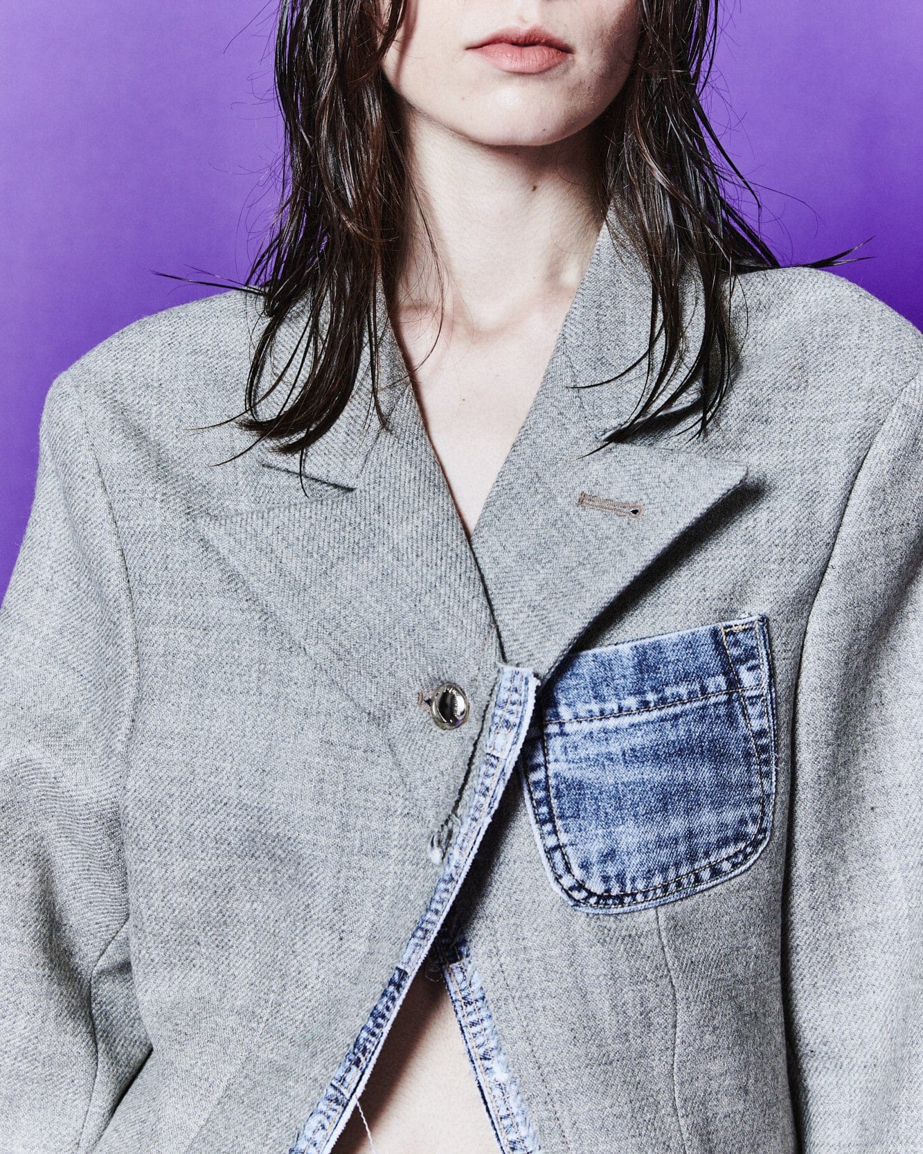 Andersson Bell (WOMEN) MAGGIE RAW-CUT WOOL JACKET awa609w(GREY)