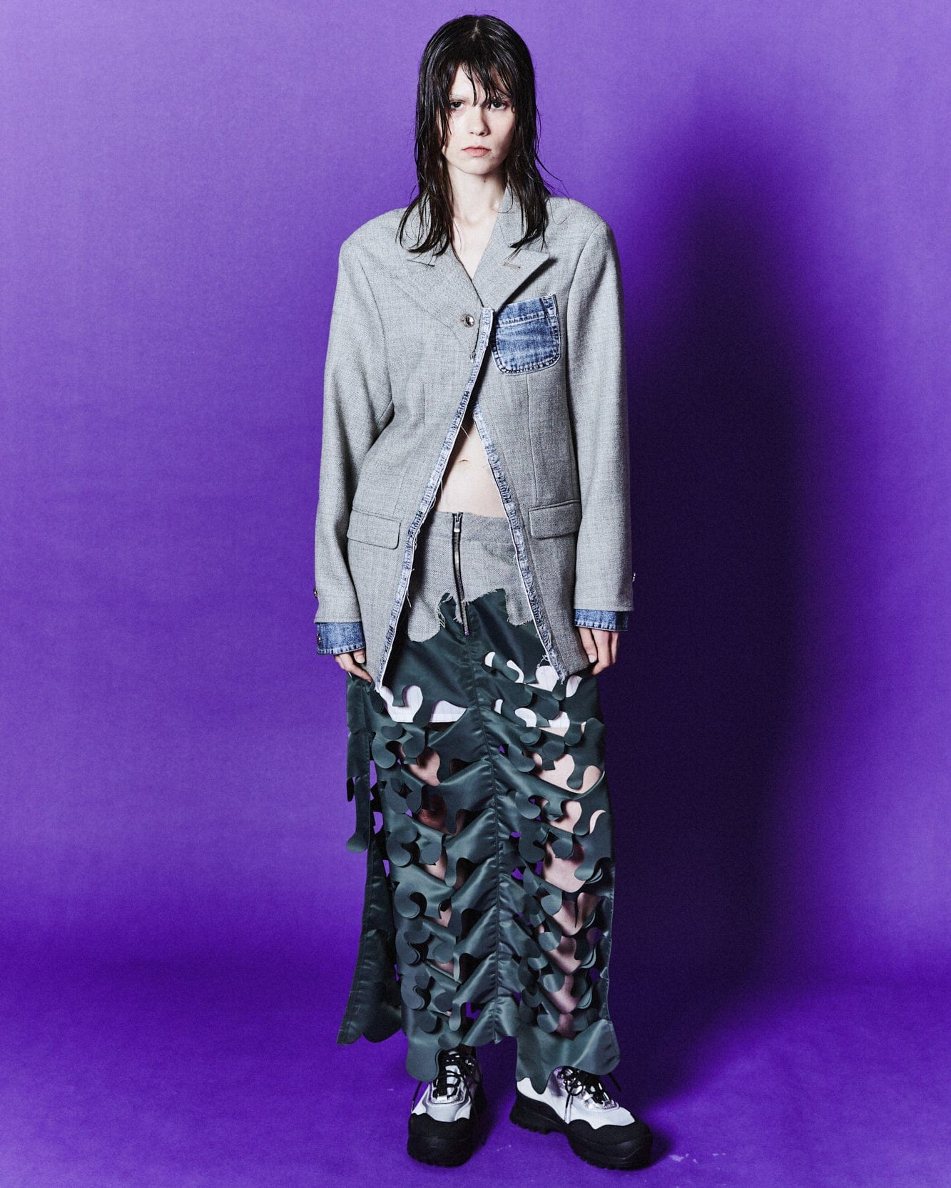 Andersson Bell (WOMEN) MAGGIE RAW-CUT WOOL JACKET awa609w(GREY)