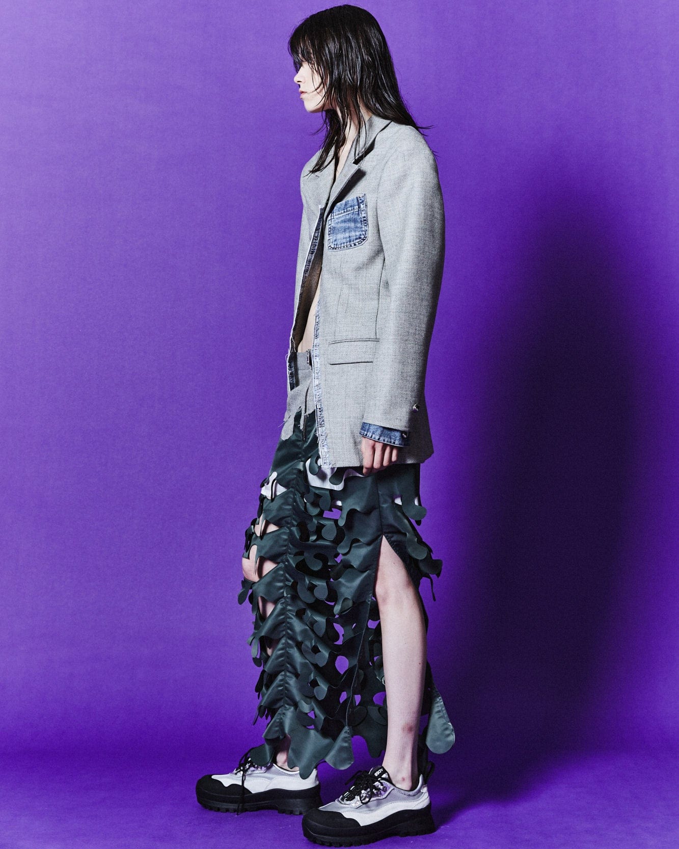 Andersson Bell (WOMEN) MAGGIE RAW-CUT WOOL JACKET awa609w(GREY)