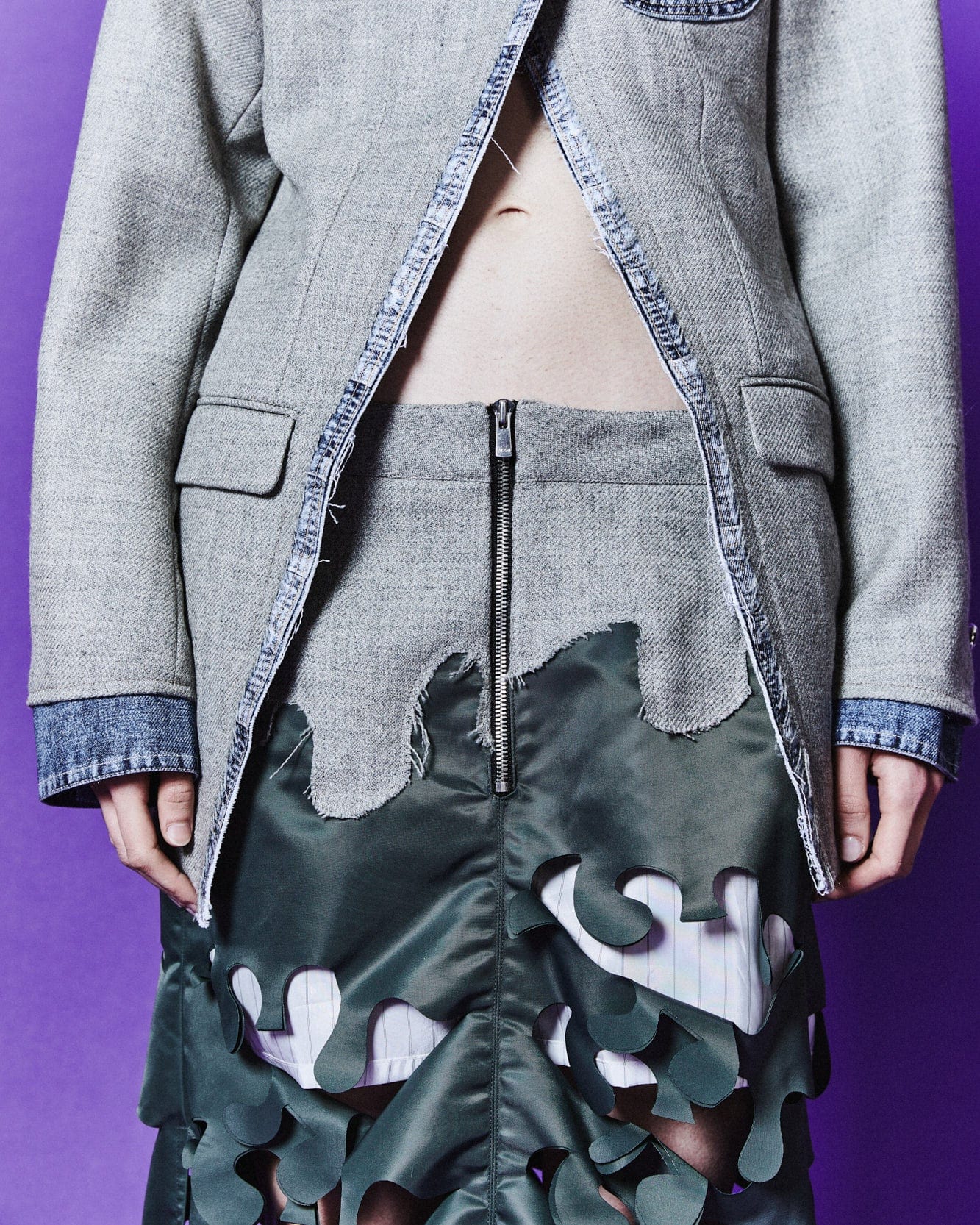 Andersson Bell (WOMEN) MAGGIE RAW-CUT WOOL JACKET awa609w(GREY)