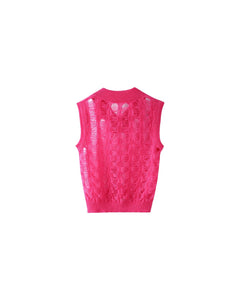 Andersson Bell (WOMEN) MEADOW MOHAIR VEST atb989w(FUCHSIA PINK)