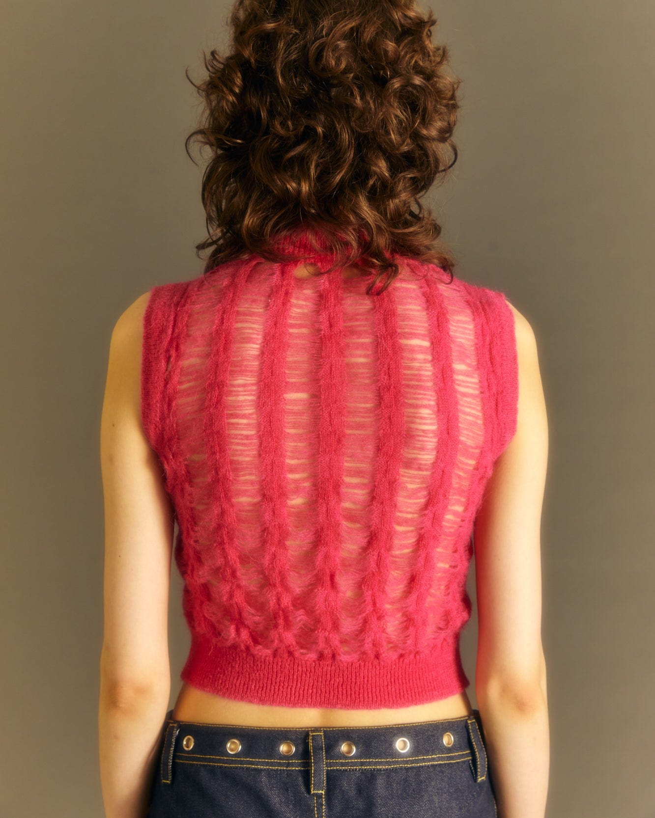 Andersson Bell (WOMEN) MEADOW MOHAIR VEST atb989w(FUCHSIA PINK)