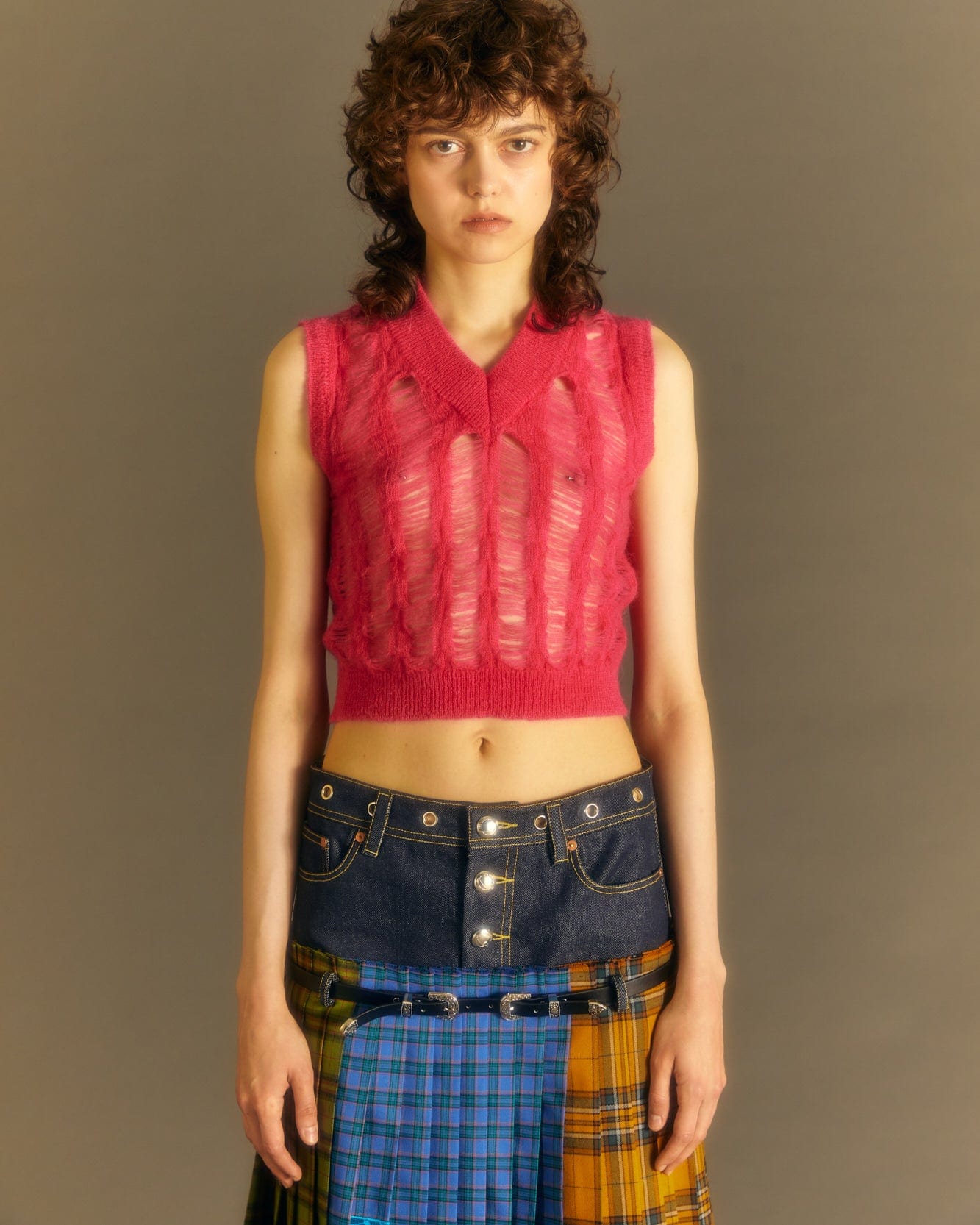 Andersson Bell (WOMEN) MEADOW MOHAIR VEST atb989w(FUCHSIA PINK)
