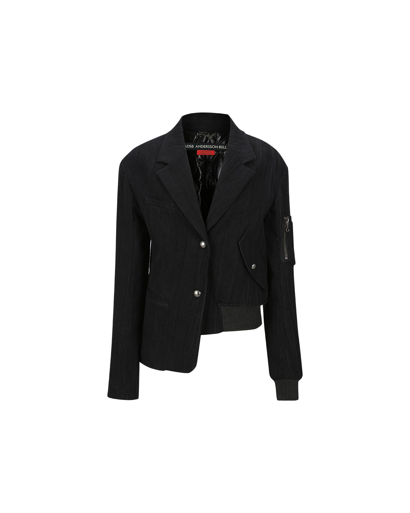 Andersson Bell (WOMEN) MULINA CRINKLE DENIM BOMBER COMBO JACKET awa551w(WASHED BLACK)