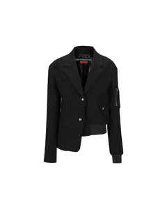 Andersson Bell (WOMEN) MULINA CRINKLE DENIM BOMBER COMBO JACKET awa551w(WASHED BLACK)