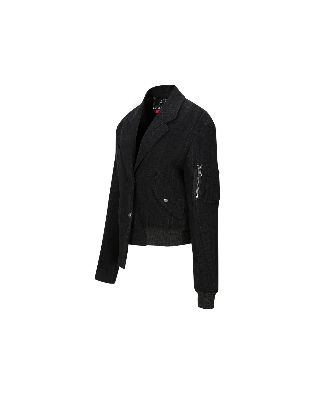 Andersson Bell (WOMEN) MULINA CRINKLE DENIM BOMBER COMBO JACKET awa551w(WASHED BLACK)