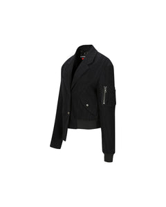Andersson Bell (WOMEN) MULINA CRINKLE DENIM BOMBER COMBO JACKET awa551w(WASHED BLACK)