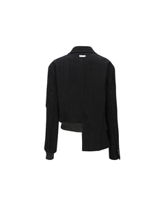 Andersson Bell (WOMEN) MULINA CRINKLE DENIM BOMBER COMBO JACKET awa551w(WASHED BLACK)