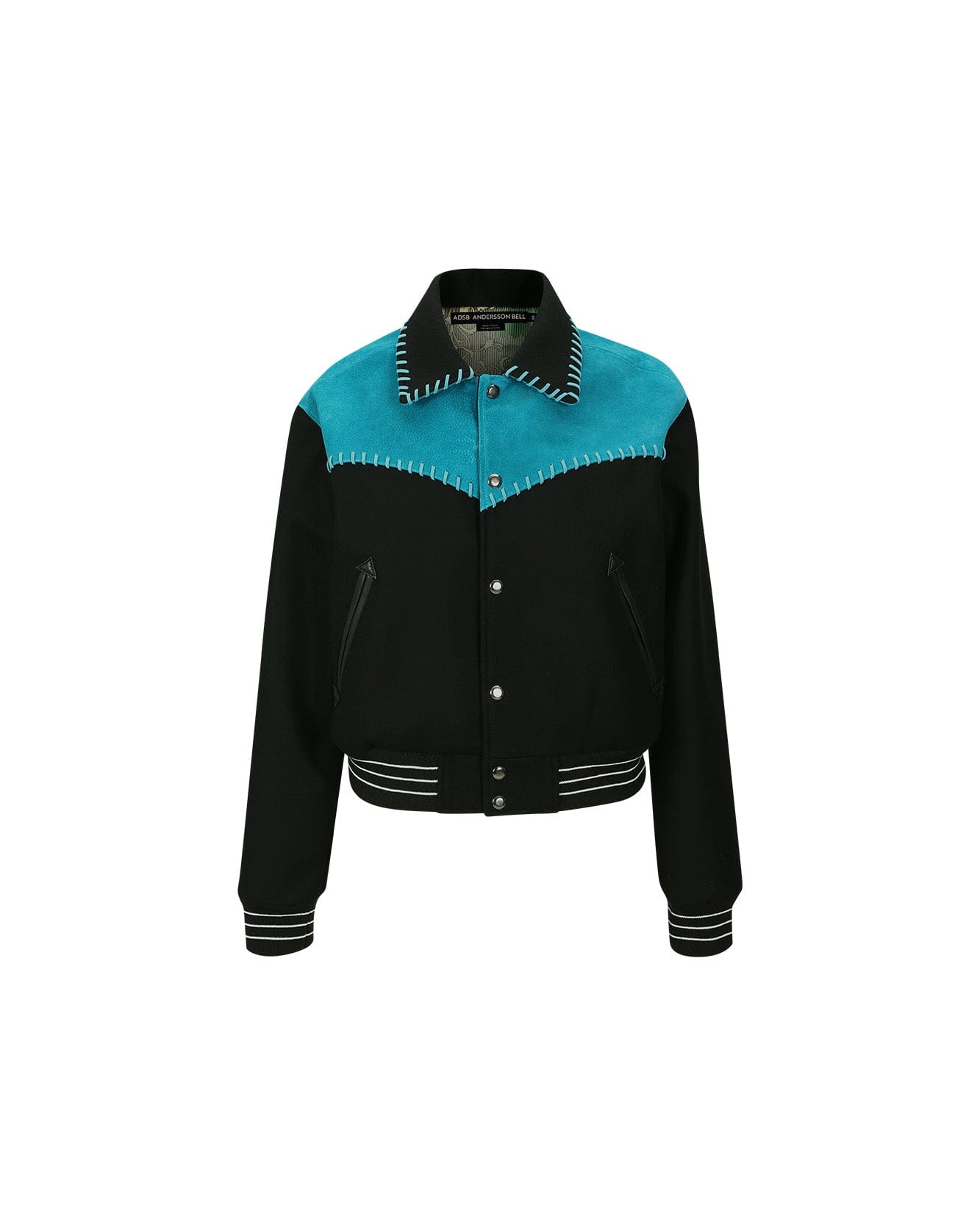 Andersson Bell Motorcycle Leather Varsity Jacket in Green