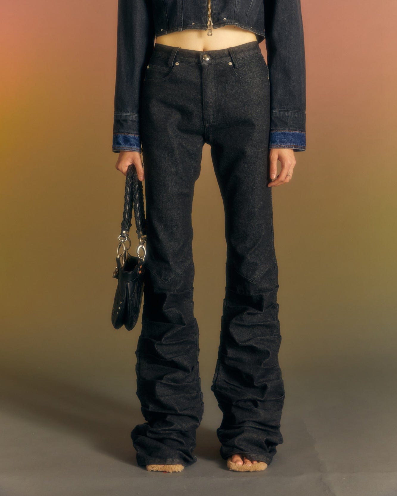 Andersson Bell (WOMEN) NEW MARTINA WESTERN BOOTS WRINKLE JEANS apa667w(MATT BLACK)