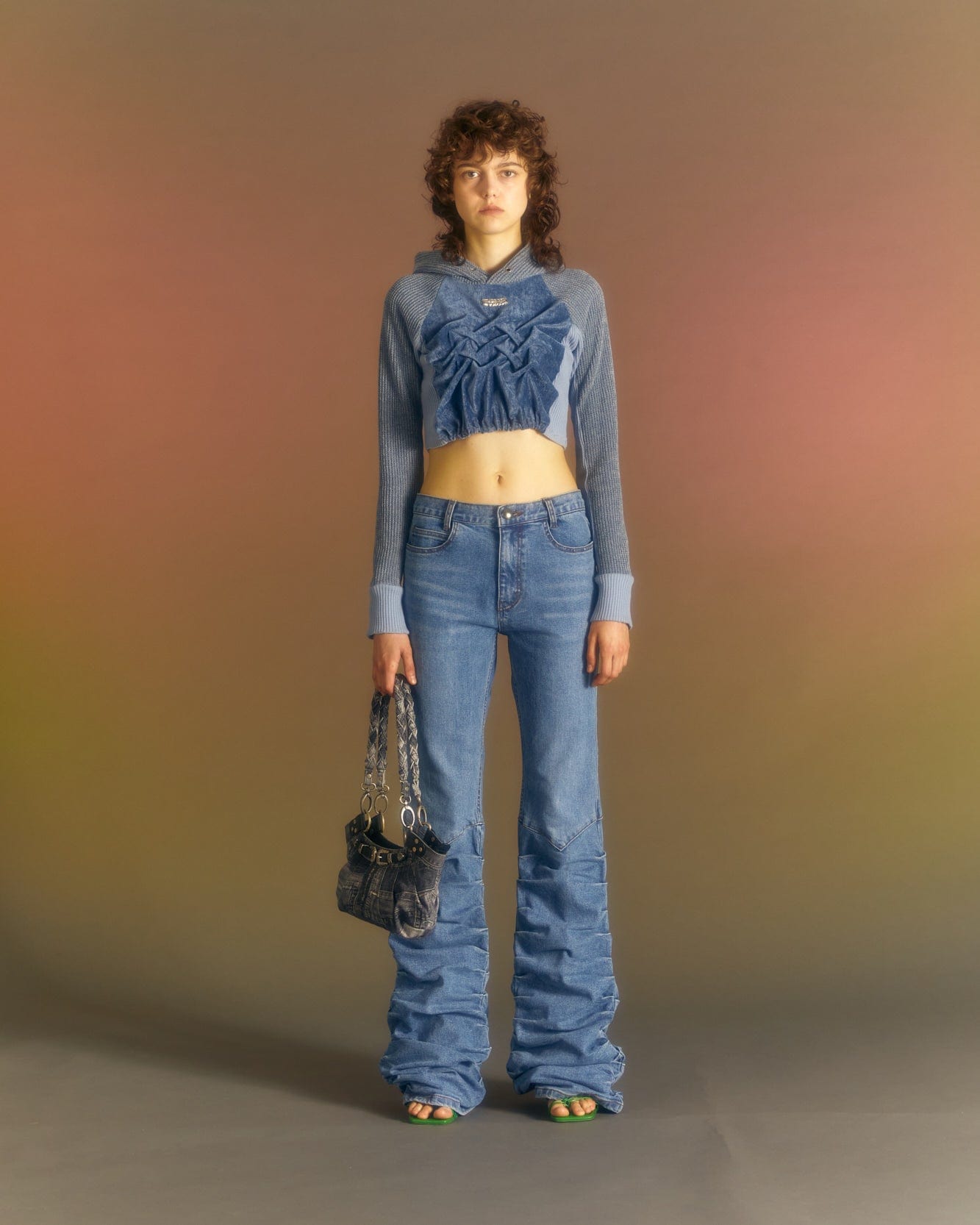 Andersson Bell (WOMEN) NEW MARTINA WESTERN BOOTS WRINKLE JEANS apa667w(WASHED BLUE)