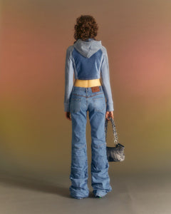 Andersson Bell (WOMEN) NEW MARTINA WESTERN BOOTS WRINKLE JEANS apa667w(WASHED BLUE)