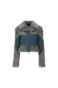 Andersson Bell (WOMEN) NEW OLGA HAIRY KNIT ZIP-UP JACKET awa537w(GREY)