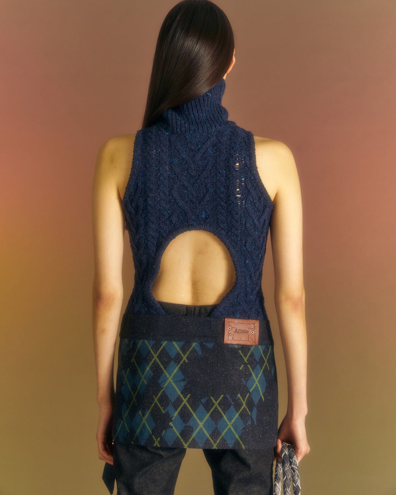 Andersson Bell (WOMEN) RAHEL CROFTER DENIM COMBINATION TOP atb998w(NAVY)