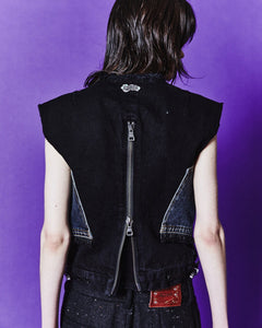 Andersson Bell (WOMEN) SOFINA BUSTIER DENIM VEST awa599w(BLUE/BLACK)