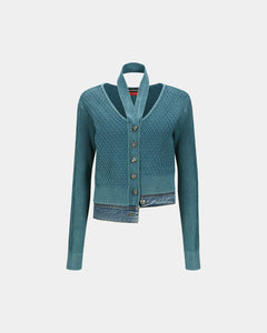 Andersson Bell (WOMEN) SONYA DYEING WASHED CUT-OUT CARDIGAN atb1090w(TEAL BLUE)