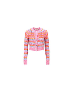 Andersson Bell (WOMEN) STRIPE POODLE KNIT CARDIGAN atb986w(MULTI PINK)