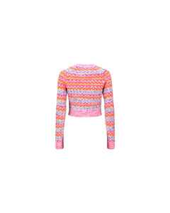 Andersson Bell (WOMEN) STRIPE POODLE KNIT CARDIGAN atb986w(MULTI PINK)