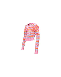 Andersson Bell (WOMEN) STRIPE POODLE KNIT CARDIGAN atb986w(MULTI PINK)