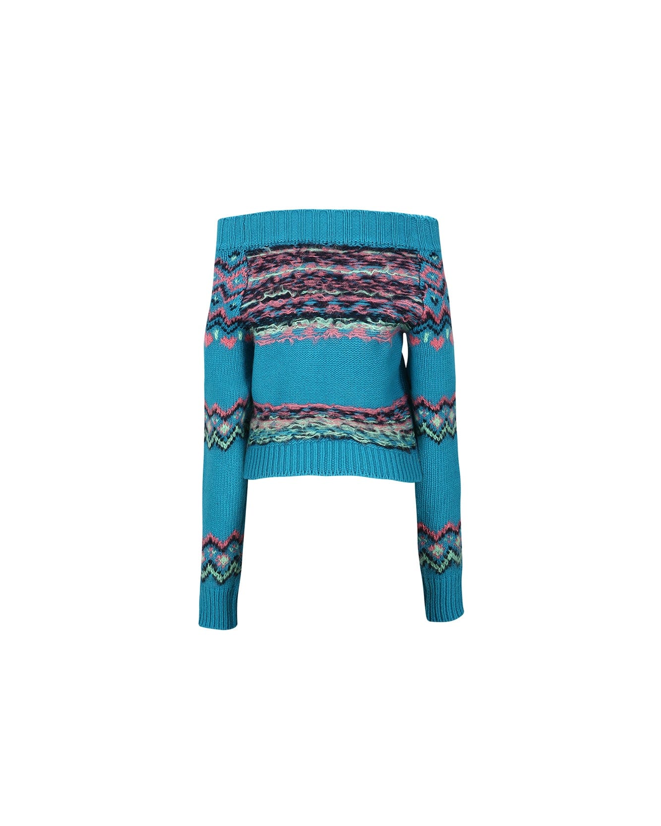 Andersson Bell (WOMEN) TAKO NORDIC OFF-SHOULDER KNIT TOP atb988w(BLUE)