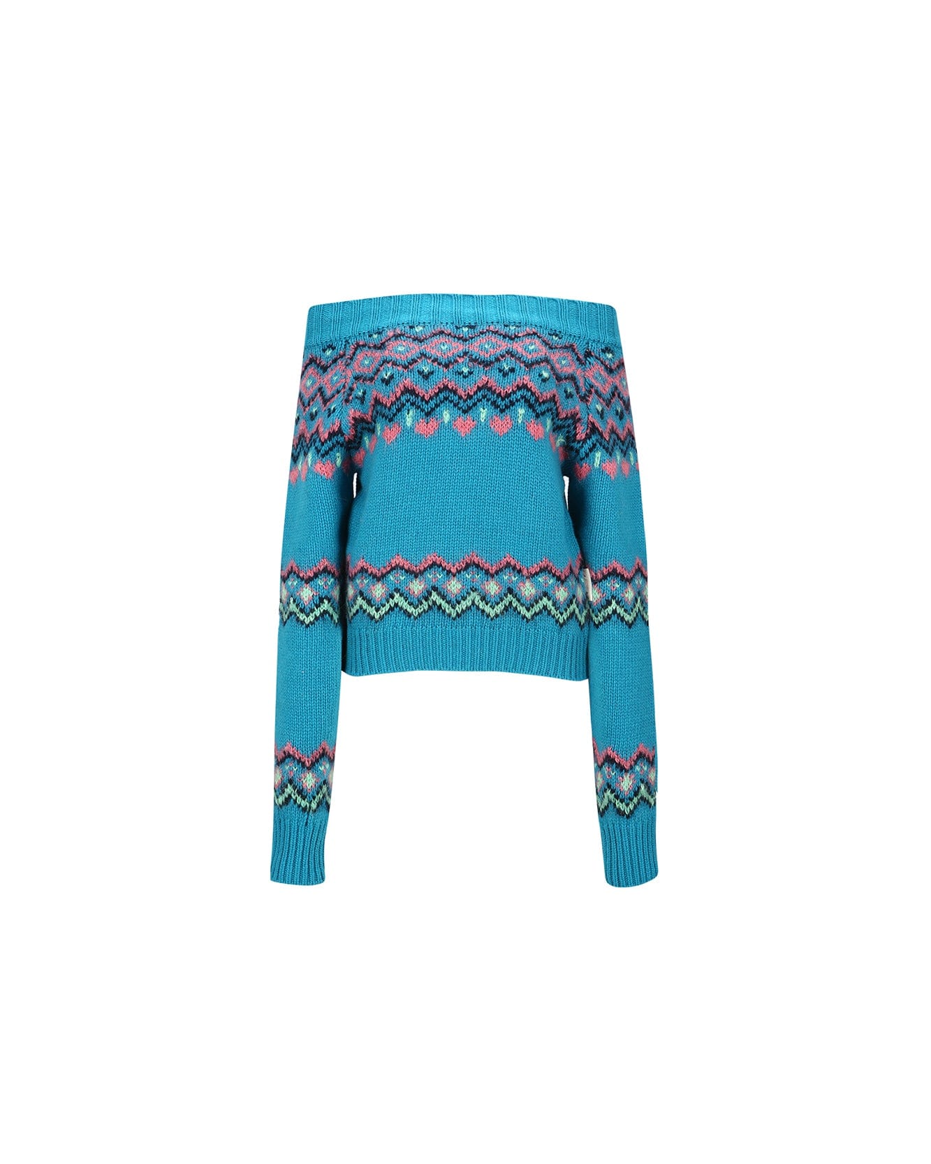 Andersson Bell (WOMEN) TAKO NORDIC OFF-SHOULDER KNIT TOP atb988w(BLUE)