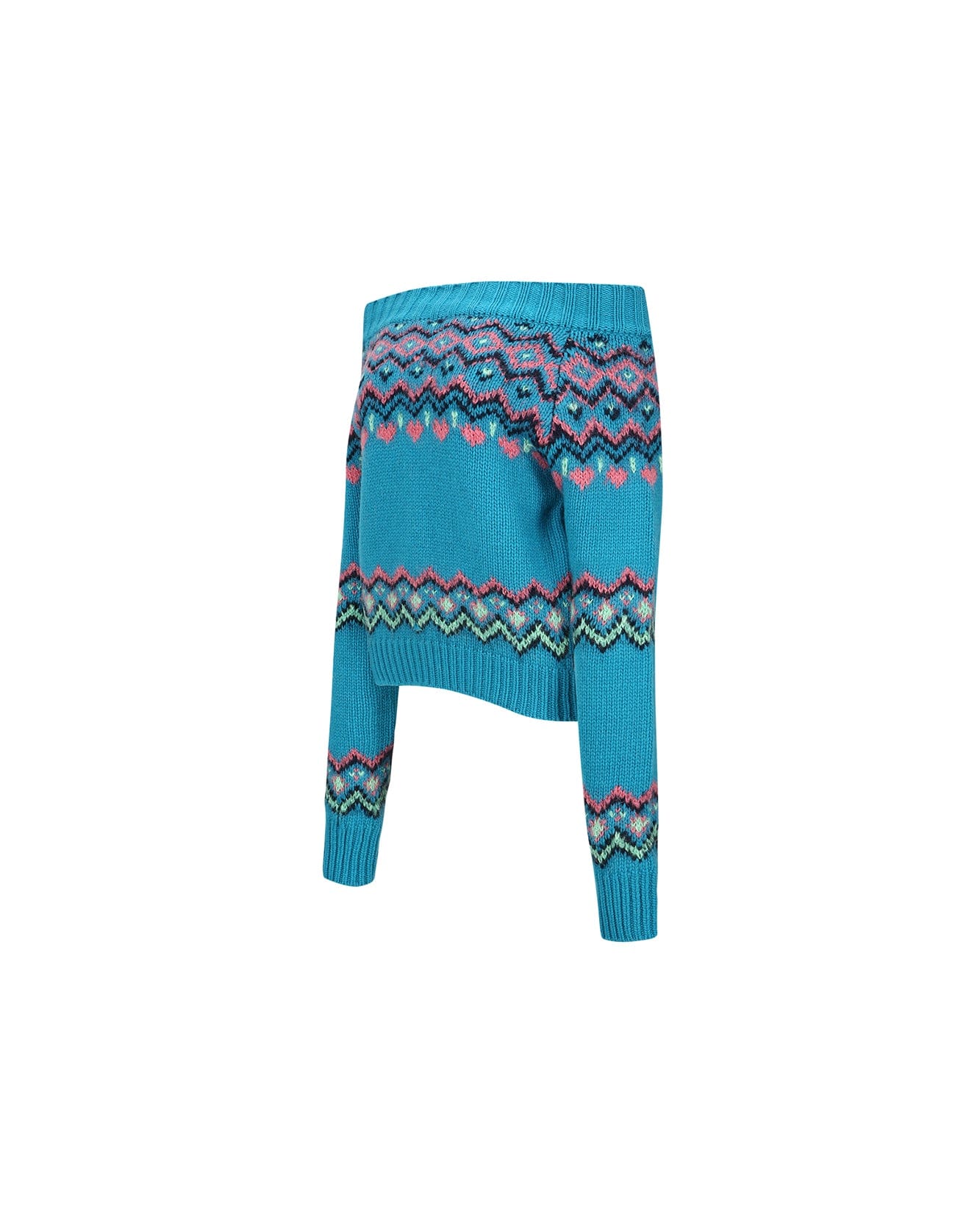 Andersson Bell (WOMEN) TAKO NORDIC OFF-SHOULDER KNIT TOP atb988w(BLUE)