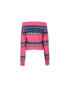 Andersson Bell (WOMEN) TAKO NORDIC OFF-SHOULDER KNIT TOP atb988w(PINK)