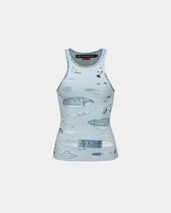 Andersson Bell (WOMEN) TATY LASER CUT-OUT SLEEVELESS TOP atb1115w(L/BLUE)