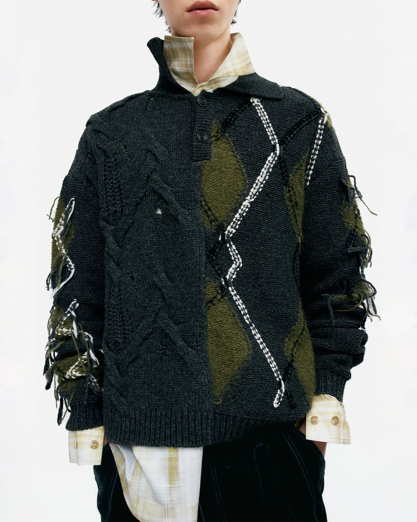 기타 ARGYLE FISHERMAN POLO SWEATER atb1346m(CHARCOAL)