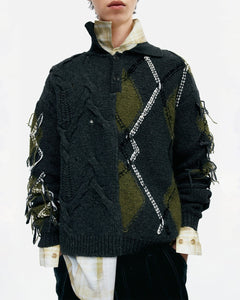 기타 ARGYLE FISHERMAN POLO SWEATER atb1346m(CHARCOAL)