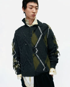 기타 ARGYLE FISHERMAN POLO SWEATER atb1346m(CHARCOAL)