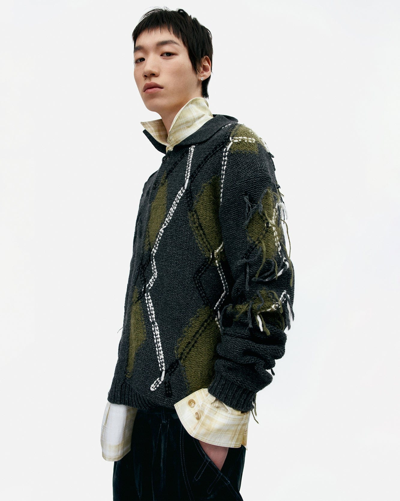 기타 ARGYLE FISHERMAN POLO SWEATER atb1346m(CHARCOAL)