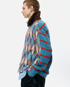 기타 ARGYLE & STRIPE HALF ZIP-UP CARDIGAN atb1376m(MULTI)