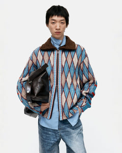 기타 ARGYLE & STRIPE HALF ZIP-UP CARDIGAN atb1376m(MULTI)
