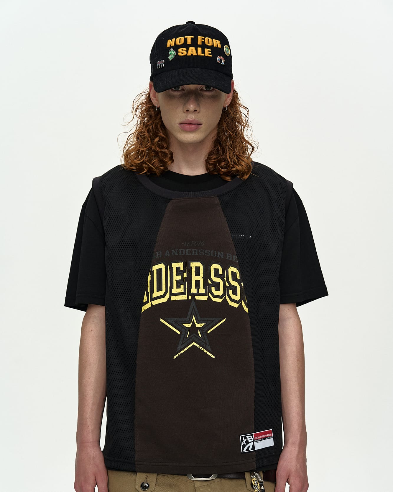 BASKETBALL JERSEY LAYERED T-SHIRT atb1429m(BLACK/BROWN