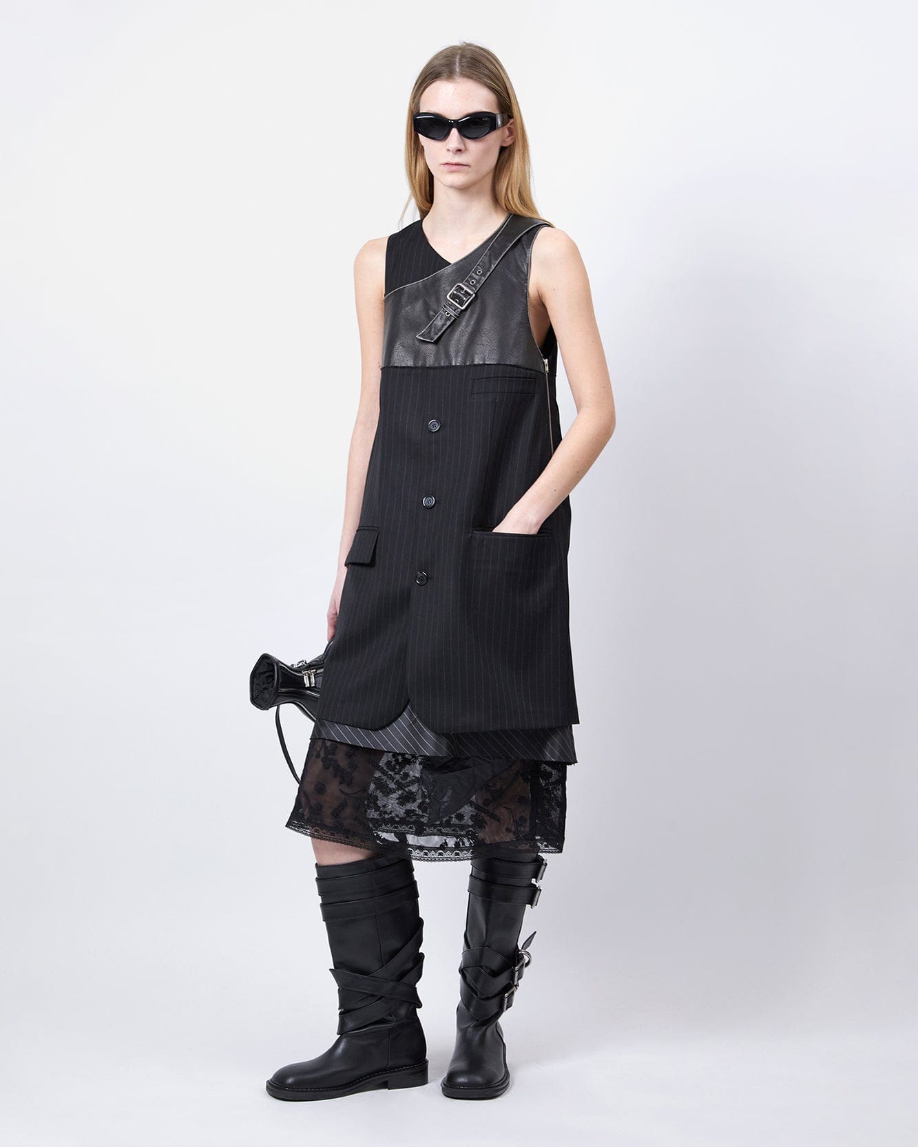 기타 BLAZER CUT SLEEVELESS DRESS atb1396w(BLACK)