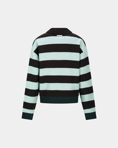 기타 BOLD STRIPE COLLAR SWEATER atb1385w(BROWN/JADE)