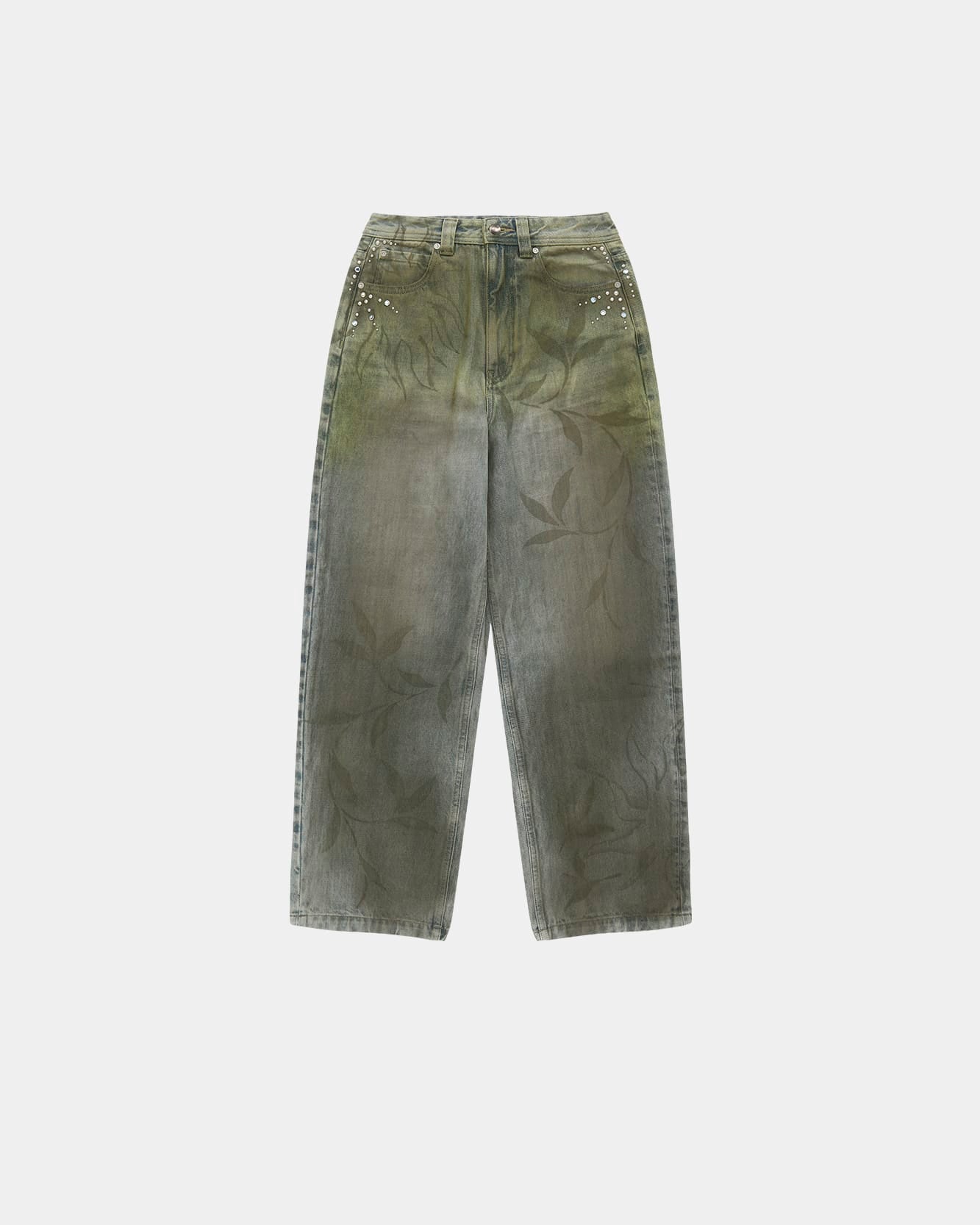 ANDERSON BELL denim printed cargo デニム　28 Andersson Bell Green Mesh Layered Printed Jeans Andersson Bell