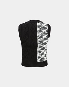 기타 BOUCLE CABLE PATCHWORK KNIT VEST atb1355w(CHARCOAL)