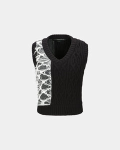 기타 BOUCLE CABLE PATCHWORK KNIT VEST atb1355w(CHARCOAL)