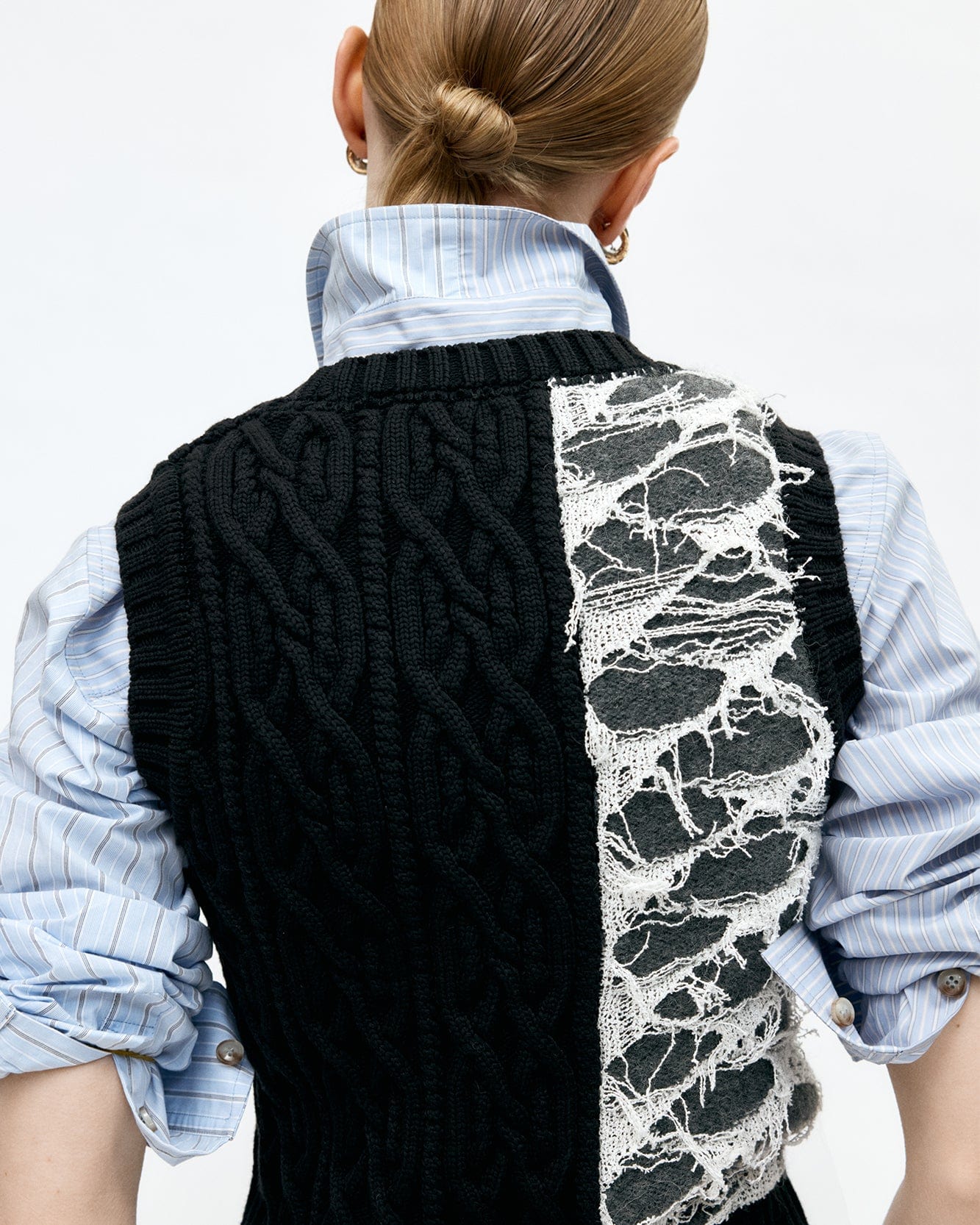 기타 BOUCLE CABLE PATCHWORK KNIT VEST atb1355w(CHARCOAL)