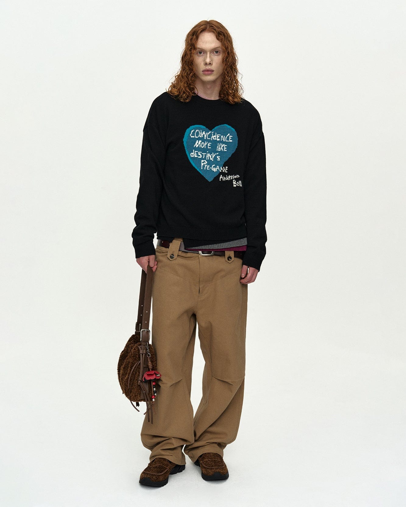 기타 BOYS HEART MESSAGE CREW-NECK SWEATER atb1453m(BLACK)
