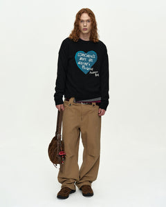 기타 BOYS HEART MESSAGE CREW-NECK SWEATER atb1453m(BLACK)