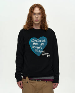 기타 BOYS HEART MESSAGE CREW-NECK SWEATER atb1453m(BLACK)