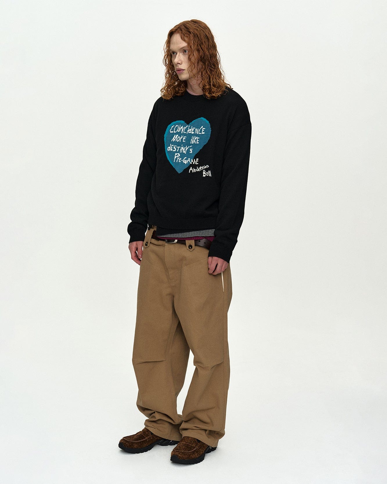 기타 BOYS HEART MESSAGE CREW-NECK SWEATER atb1453m(BLACK)