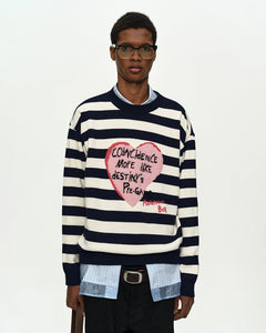 기타 BOYS HEART MESSAGE CREW-NECK SWEATER atb1453m(NAVY/IVORY)