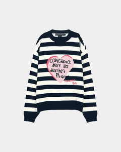 기타 BOYS HEART MESSAGE CREW-NECK SWEATER atb1453m(NAVY/IVORY)