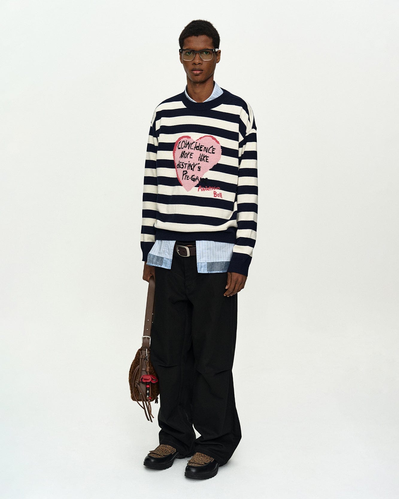 기타 BOYS HEART MESSAGE CREW-NECK SWEATER atb1453m(NAVY/IVORY)